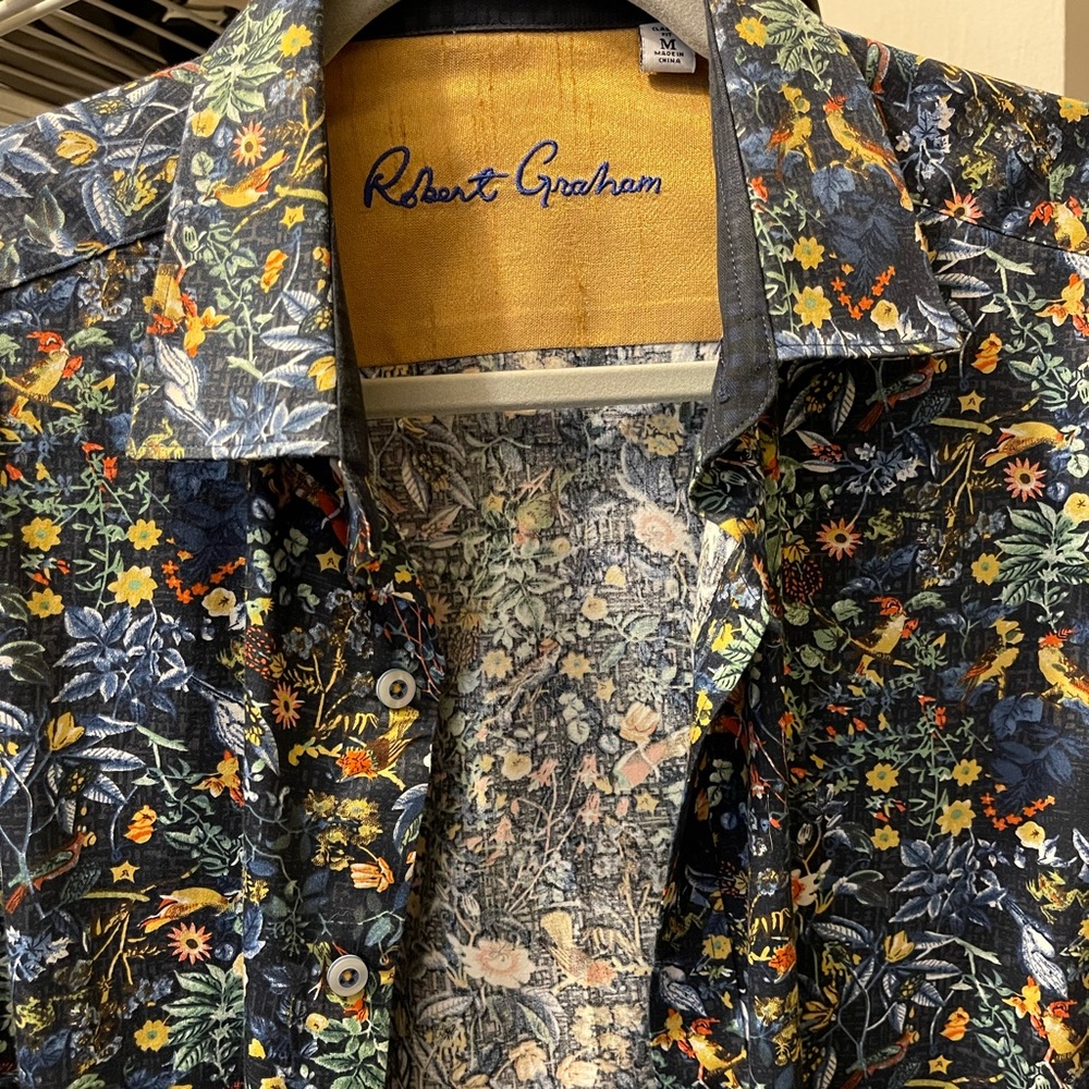Robert Graham button down floral/birds.